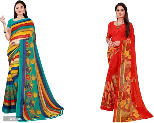 Beautiful Georgette Saree With Blouse Piece Pack Of 2-thumb0