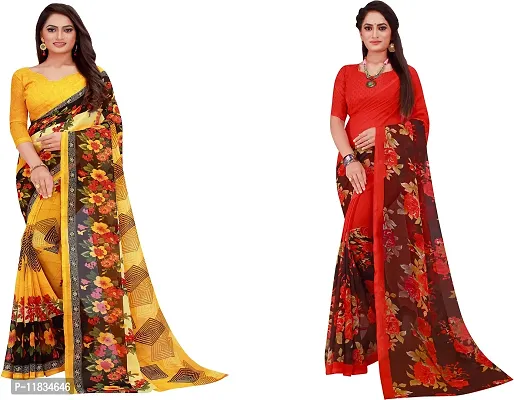 Beautiful Georgette Saree with Blouse Piece Pack Of 2-thumb0