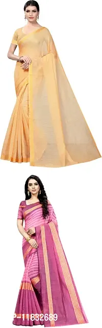 Beautiful Art Silk Saree with Blouse Piece Pack Of 2