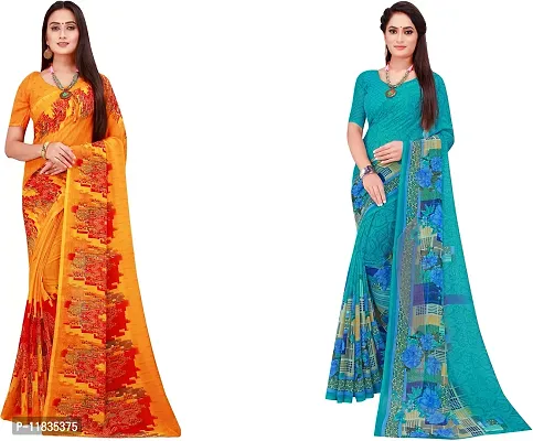 Beautiful Georgette Saree with Blouse Piece Pack Of 2-thumb0