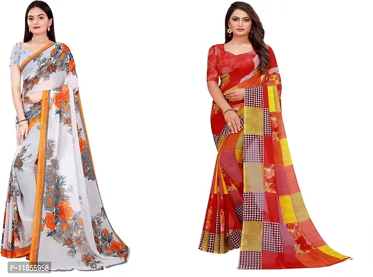 Beautiful Georgette Saree With Blouse Piece Pack Of 2-thumb0