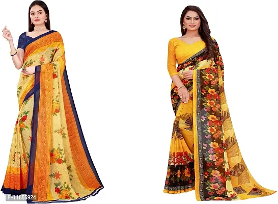 Beautiful Georgette Saree With Blouse Piece Pack Of 2-thumb0