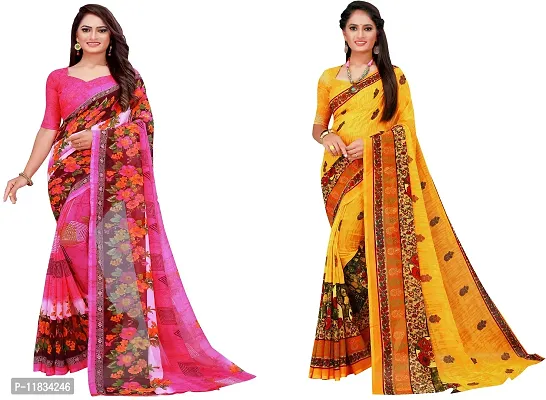 Beautiful Georgette Saree with Blouse Piece Pack Of 2-thumb0