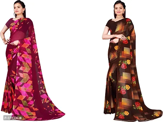 Beautiful Georgette Saree with Blouse Piece Pack Of 2-thumb0