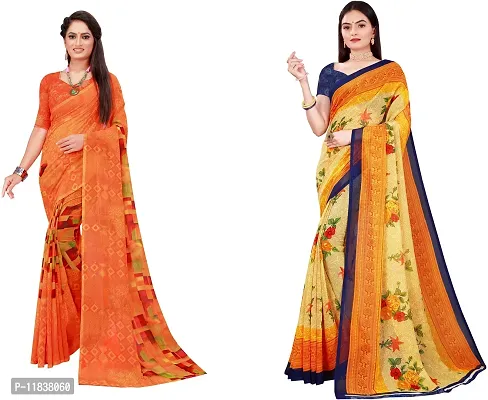 Beautiful Georgette Saree with Blouse Piece Pack Of 2