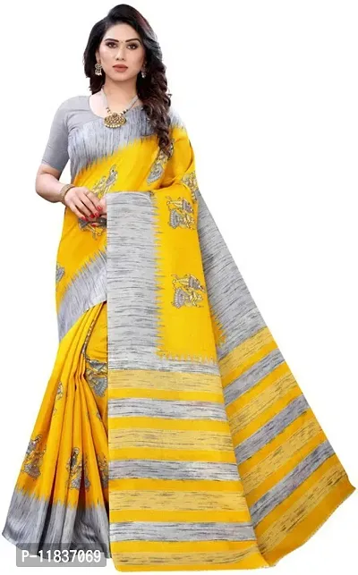 Beautiful Art Silk Saree with Blouse Piece-thumb0