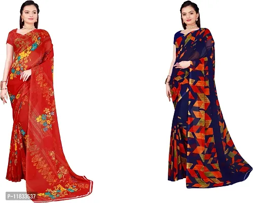 Beautiful Georgette Saree with Blouse Piece Pack Of 2-thumb0