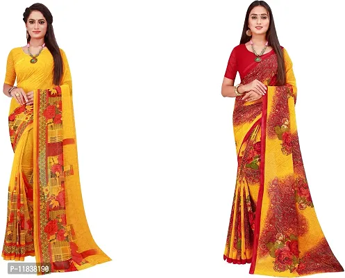 Beautiful Georgette Saree with Blouse Piece Pack Of 2