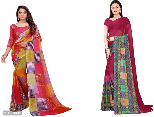 Beautiful Georgette Saree with Blouse Piece Pack Of 2-thumb0