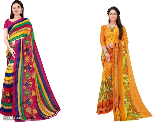 Beautiful Georgette Saree with Blouse Piece Pack Of 2