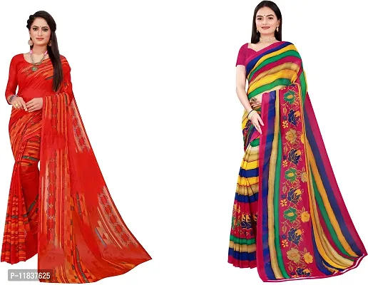 Beautiful Georgette Saree with Blouse Piece Pack Of 2