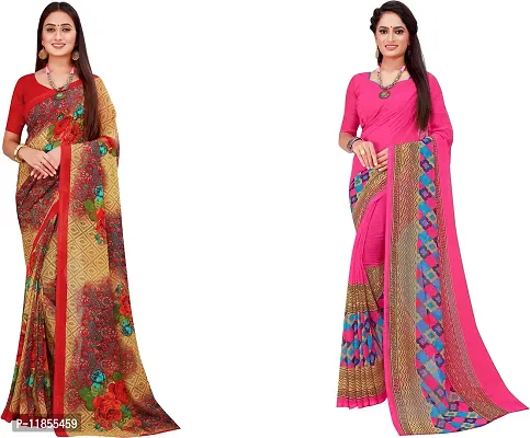 Beautiful Georgette Saree With Blouse Piece Pack Of 2