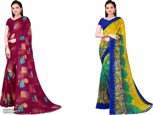 Beautiful Georgette Saree with Blouse Piece Pack Of 2-thumb0