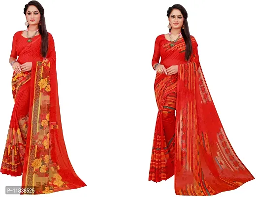 Beautiful Georgette Saree with Blouse Piece Pack Of 2-thumb0