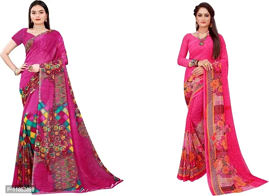 Beautiful Georgette Saree With Blouse Piece Pack Of 2-thumb0