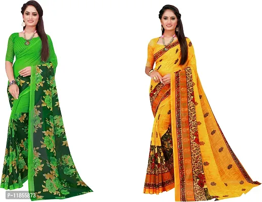 Beautiful Georgette Saree With Blouse Piece Pack Of 2-thumb0