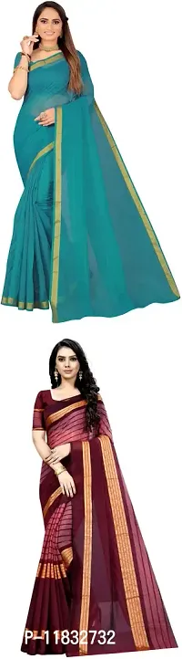 Beautiful Art Silk Saree with Blouse Piece Pack Of 2