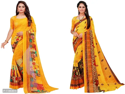 Beautiful Georgette Saree With Blouse Piece Pack Of 2