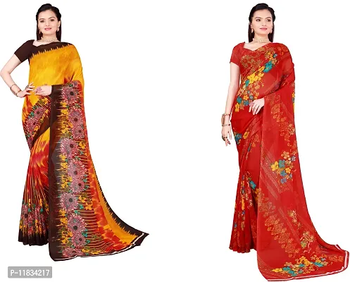 Beautiful Georgette Saree with Blouse Piece Pack Of 2-thumb0