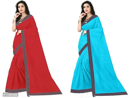 Beautiful Art Silk Saree With Blouse Piece Pack Of 2