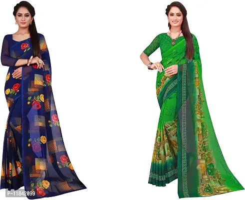 Beautiful Georgette Saree With Blouse Piece Pack Of 2