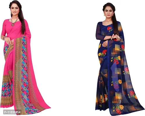 Beautiful Georgette Saree with Blouse Piece Pack Of 2