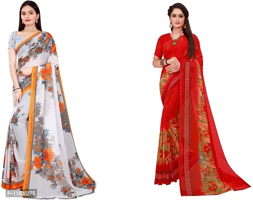 Beautiful Georgette Saree with Blouse Piece Pack Of 2-thumb0