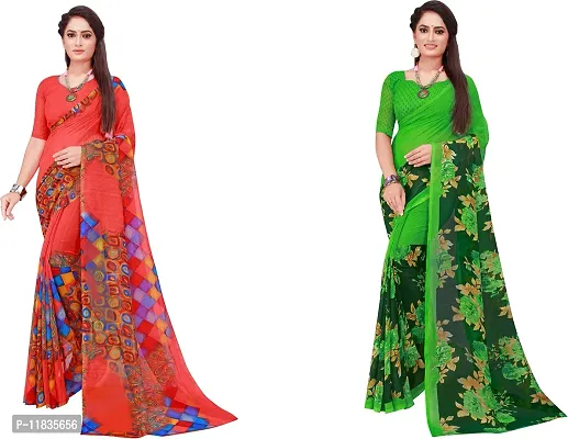 Beautiful Georgette Saree with Blouse Piece Pack Of 2-thumb0