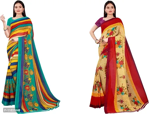 Beautiful Georgette Saree with Blouse Piece Pack Of 2