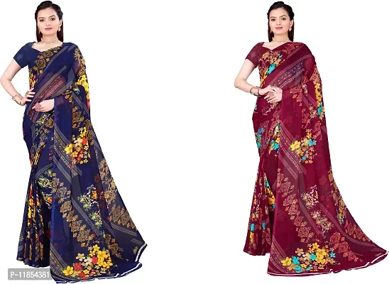 Beautiful Georgette Saree With Blouse Piece Pack Of 2-thumb0