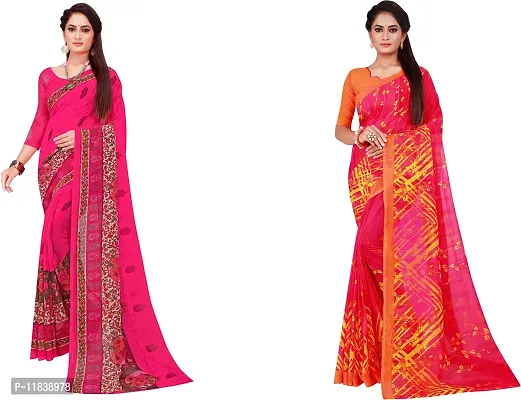 Beautiful Georgette Saree with Blouse Piece Pack Of 2-thumb0