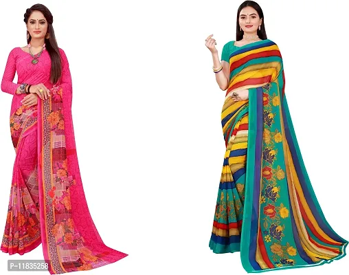 Beautiful Georgette Saree with Blouse Piece Pack Of 2-thumb0