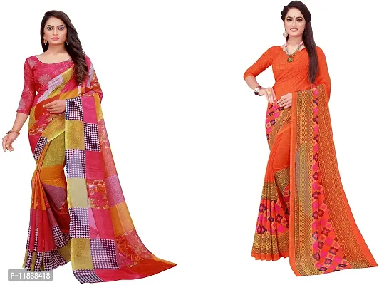 Beautiful Georgette Saree with Blouse Piece Pack Of 2-thumb0