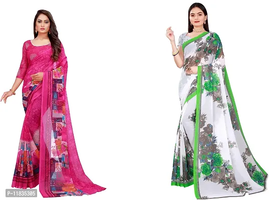 Beautiful Georgette Saree with Blouse Piece Pack Of 2-thumb0