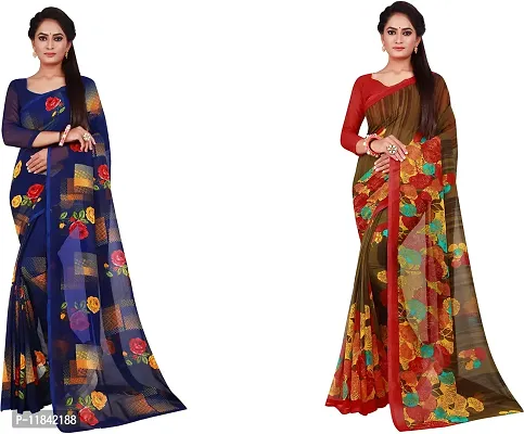 Beautiful Georgette Saree With Blouse Piece Pack Of 2-thumb0