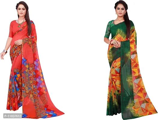 Beautiful Georgette Saree with Blouse Piece Pack Of 2-thumb0