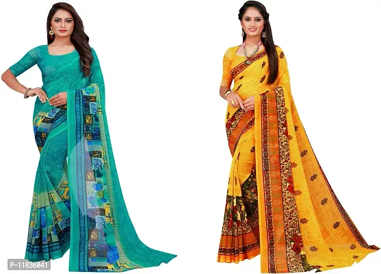 Beautiful Georgette Saree with Blouse Piece Pack Of 2-thumb0