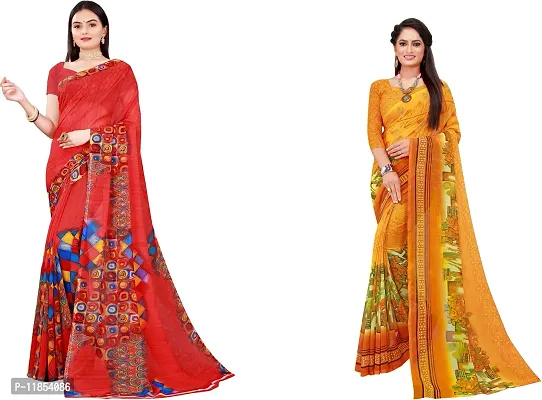 Beautiful Georgette Saree With Blouse Piece Pack Of 2-thumb0