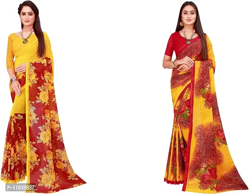 Beautiful Georgette Saree with Blouse Piece Pack Of 2-thumb0