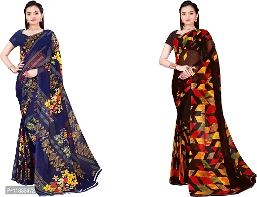 Beautiful Georgette Saree with Blouse Piece Pack Of 2-thumb0