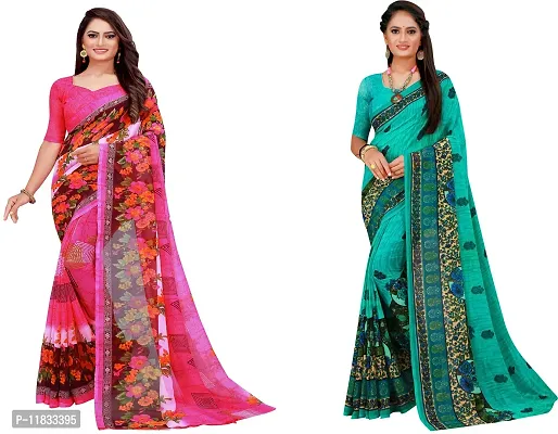 Beautiful Georgette Saree with Blouse Piece Pack Of 2