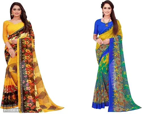 Beautiful Georgette Saree with Blouse Piece Pack Of 2-thumb0