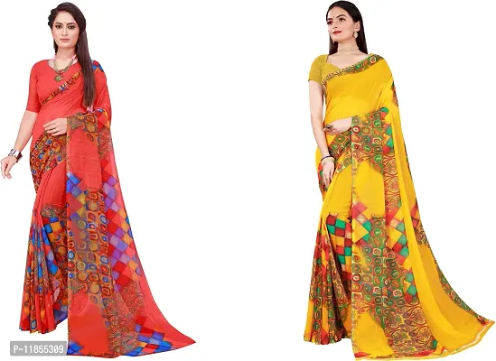 Beautiful Georgette Saree With Blouse Piece Pack Of 2