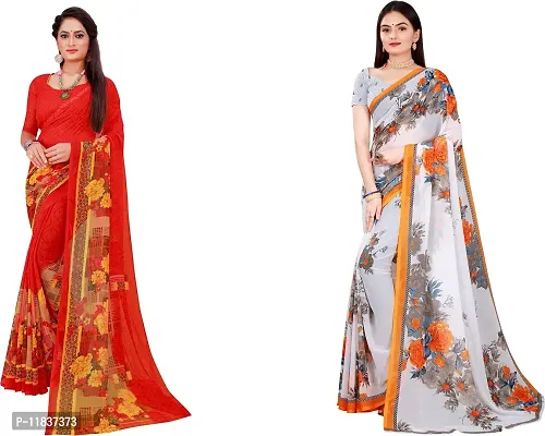 Beautiful Georgette Saree with Blouse Piece Pack Of 2-thumb0