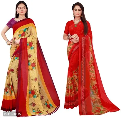 Beautiful Georgette Saree with Blouse Piece Pack Of 2