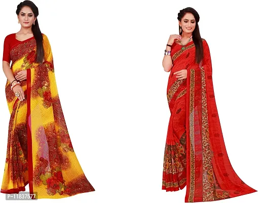 Beautiful Georgette Saree with Blouse Piece Pack Of 2