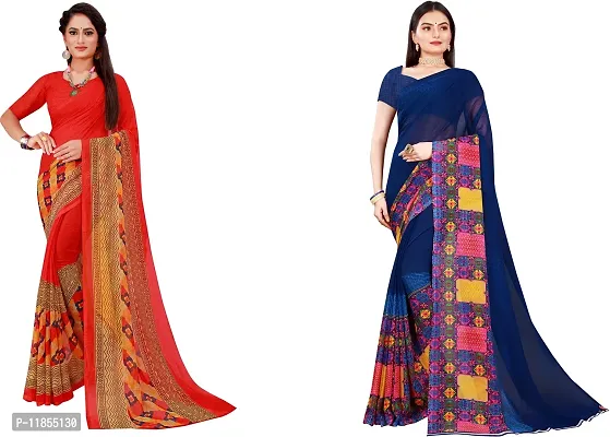 Beautiful Georgette Saree With Blouse Piece Pack Of 2