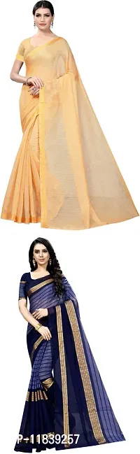 Beautiful Art Silk Saree With Blouse Piece Pack Of 2-thumb0