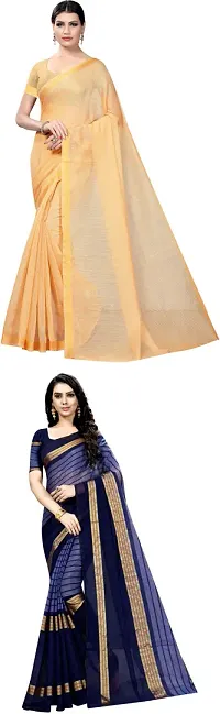 Stylish Fancy Art Silk Saree With Blouse Piece Combo For Women Pack Of 2