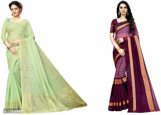 Beautiful Art Silk Saree With Blouse Piece Pack Of 2